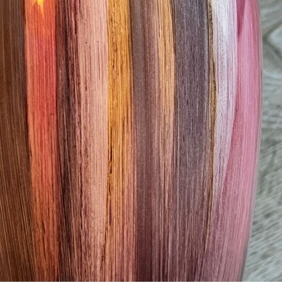 FRANCO Italy MCM Boho Watercolor Pink Gray Beige White Vertical Stripe Vase - Picture 14 of 16